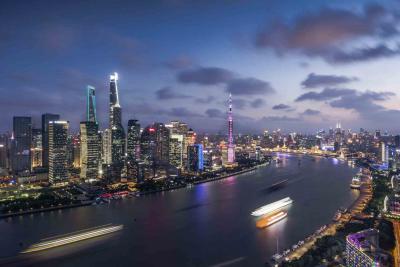 星光璀璨的上海北外滩夜景